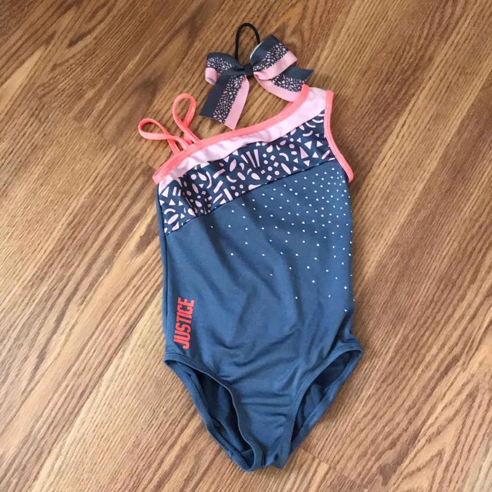Justice Size 6 Dance Gymnastics Leotard With Bow